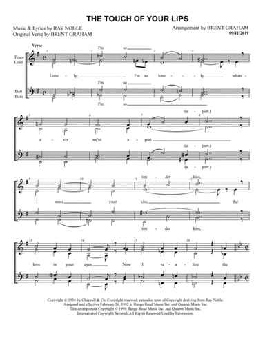 The Touch Of Your Lips (arr. Brent Graham)