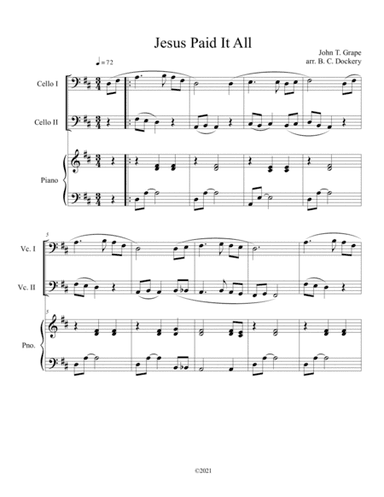 Jesus Paid It All (cello duet) with optional piano accompaniment (arr. B. C. Dockery)