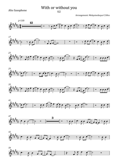 With Or Without You (arr. Melquisedeque C.Silva)