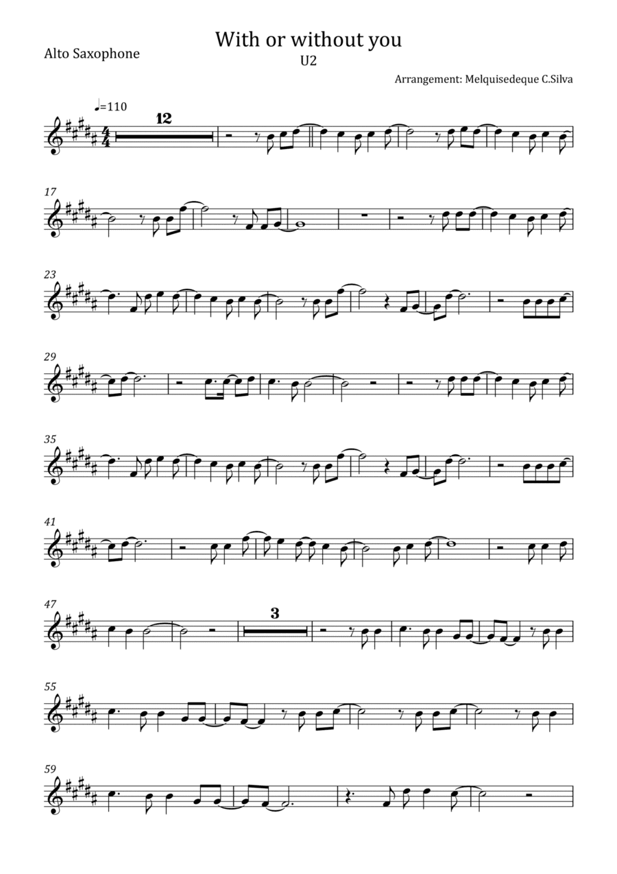 With Or Without You (arr. Melquisedeque C.Silva)