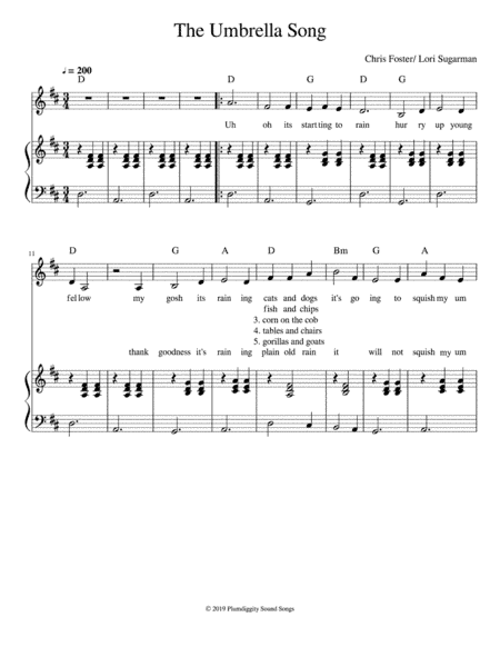 Uh-Oh - The Umbrella Song - Piano/Vocal/Guitar