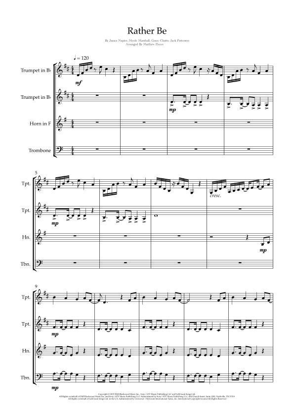 Rather Be (arr. Matthew pyeon)