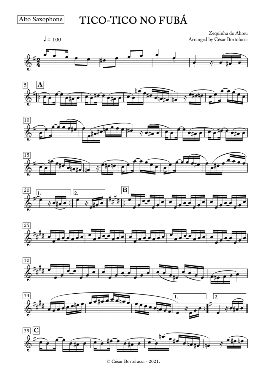 Tico-tico no Fubá - Alto Sax Solo (arr. ACT Bortolucci)