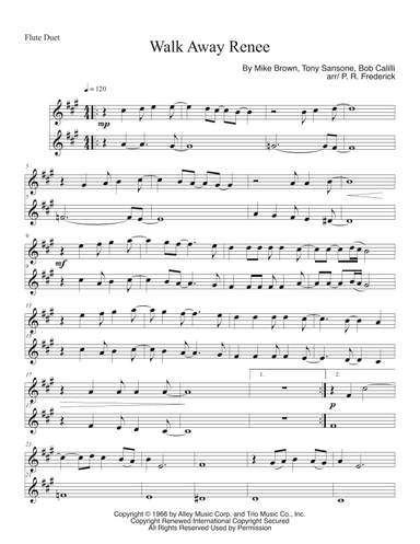 Walk Away Renee (arr. P. R. Frederick)