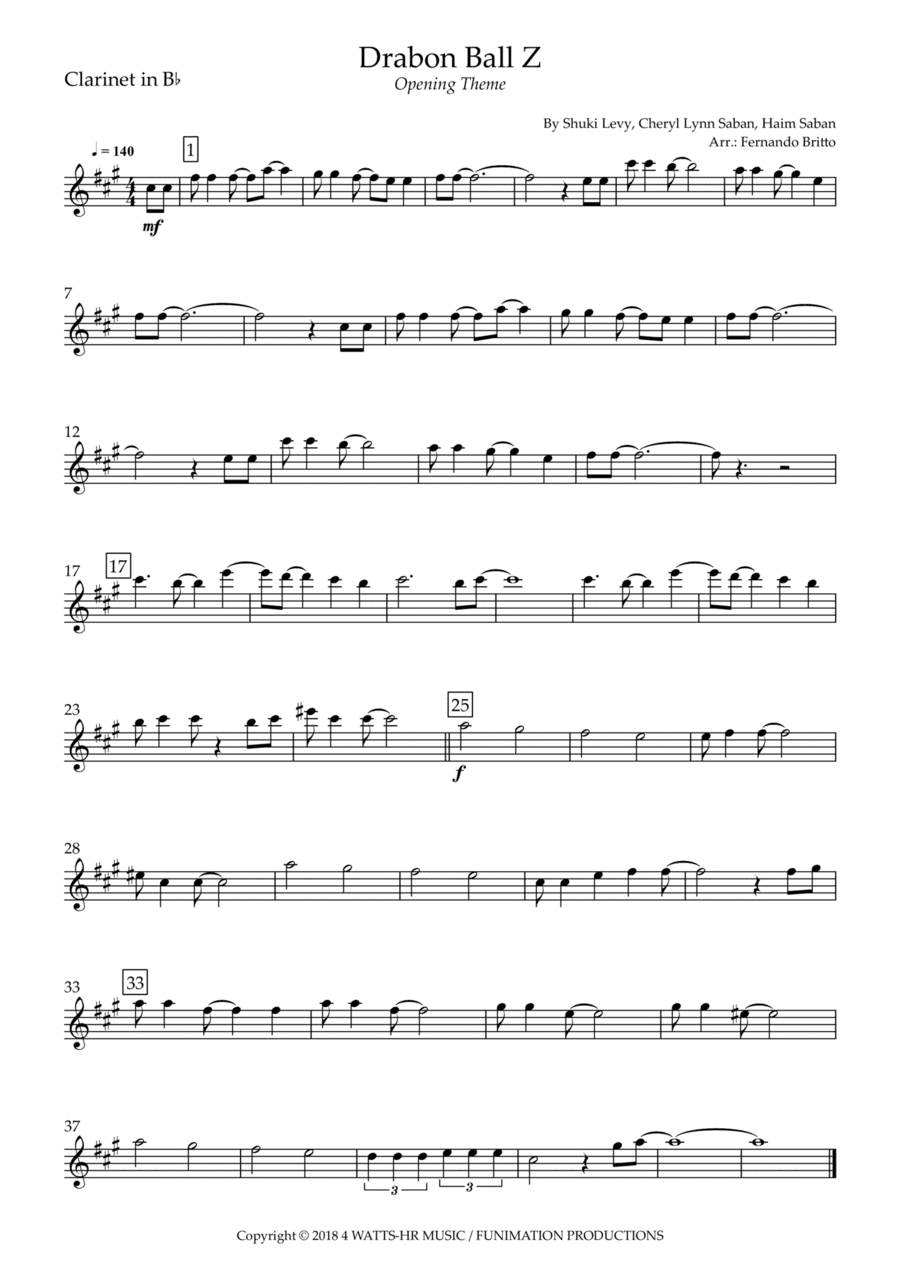 Dragon Ball Z Opening Theme (arr. Fernando Britto)