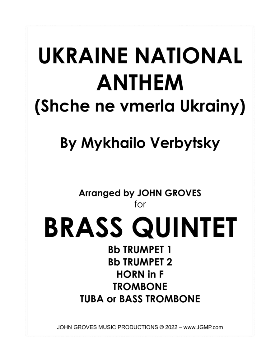 Ukraine National Anthem - Brass Quintet (arr. John Groves)