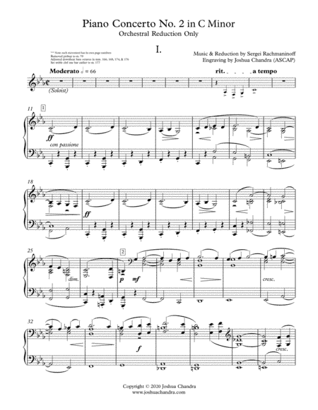Rachmaninoff Piano Concerto No. 2 in C Minor - Orchestral Reduction Only (all movements) (arr. Joshua Chandra)