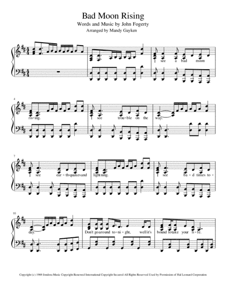 Bad Moon Rising (arr. Mandy Gayken)