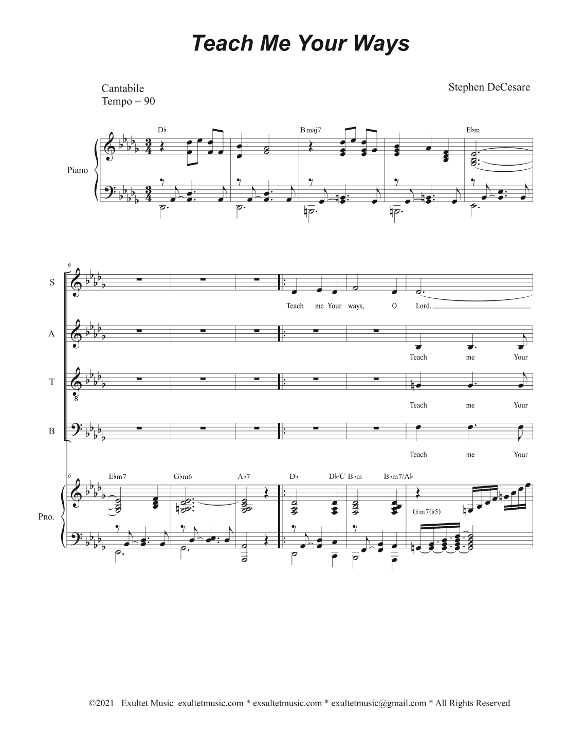 Teach Me Your Ways (Vocal Quartet - (SATB)