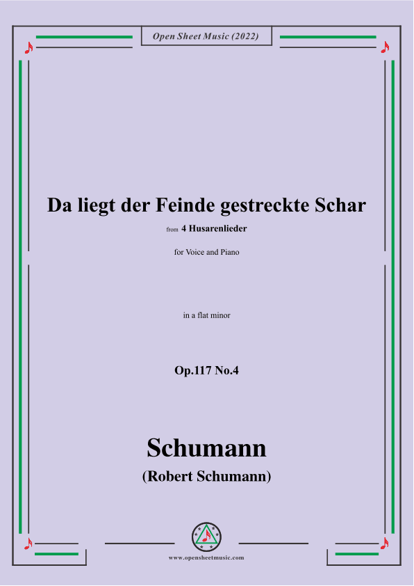 Schumann-Da liegt der Feinde gestreckte Schar,Op.117 No.4,in a flat minor (arr. OSM Press)