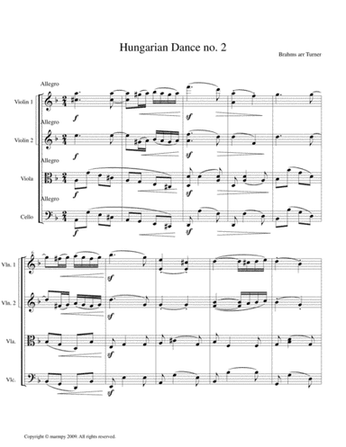 Hungarian Dance no.2 by Brahms (arranged for String Quartet) (arr. Marmpy)