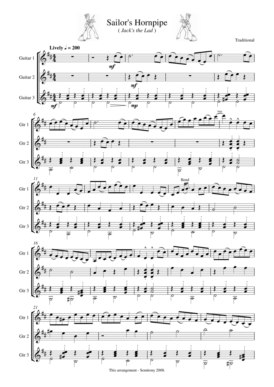 Sailor's Hornpipe - Guitar Trio (arr. Semitony)