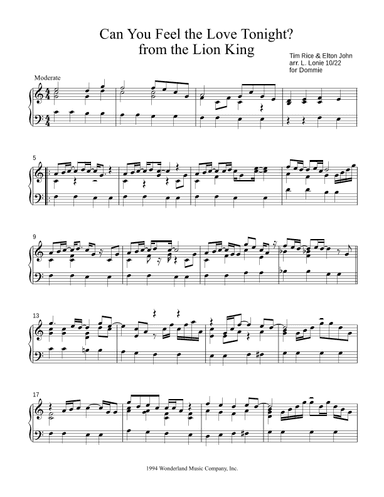 Can You Feel The Love Tonight (arr. Lisa Lonie)