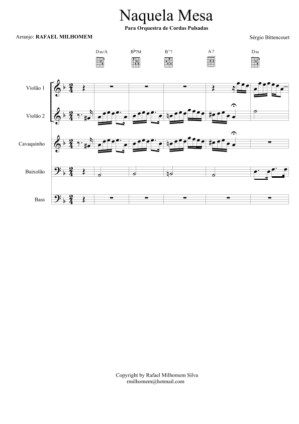 Naquela Mesa (citacao: Benzinho) - Score Only (arr. Rafael Milhomem)
