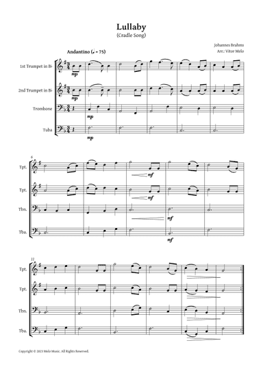Brahms Lullaby - Brass Quartet (arr. Vitor Melo)