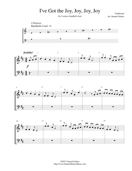 I've Got the Joy, Joy, Joy, Joy (Down in My Heart) - for 2-octave handbell choir (arr. Samuel Stokes)