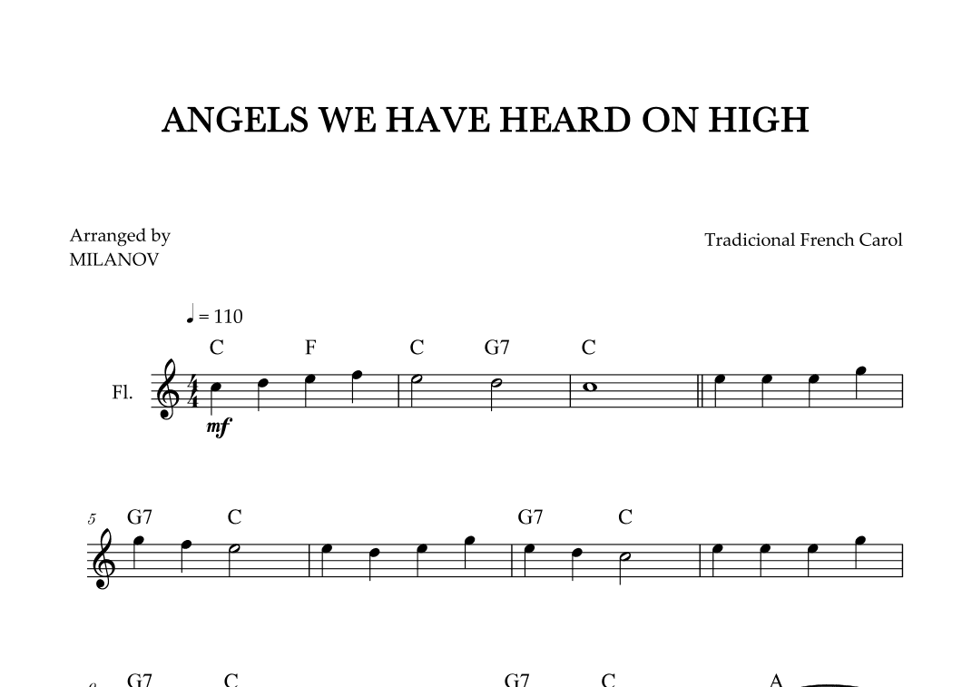 Angels We Have Heard on High | Christmas song | flute | easy beginner | Chords (arr. Milanov)
