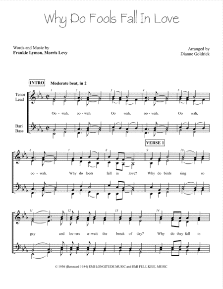 Why Do Fools Fall In Love (arr. Dianne Goldrick)