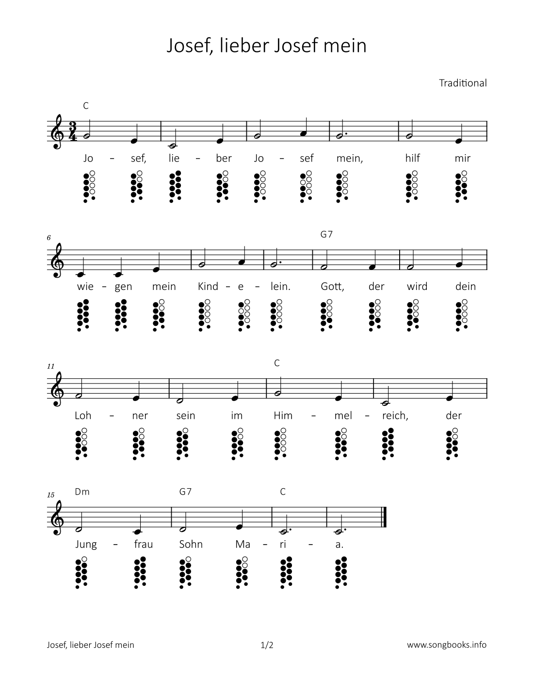Josef, lieber Josef mein (arr. songbooks.info)