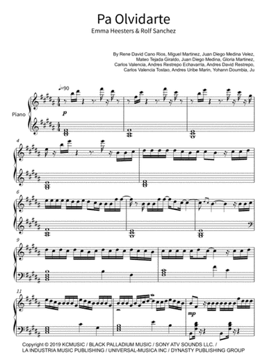 Pa Olvidarte (arr. soundnotation)