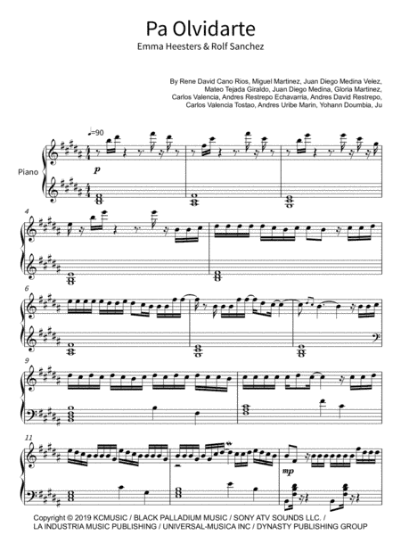 Pa Olvidarte (arr. soundnotation)
