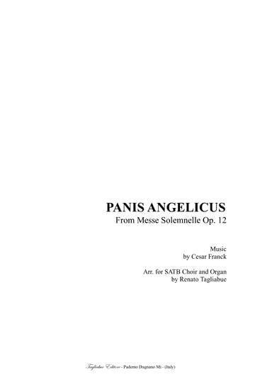 PANIS ANGELICUS - Franck - For Solo, SATB and Organ (arr. Renato Tagliabue)