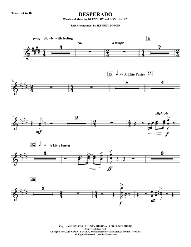 Desperado (arr. Jeffrey Bowen)