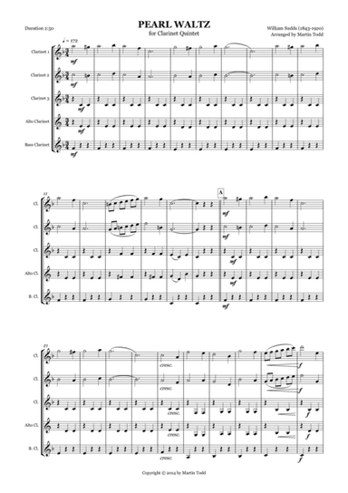 Pearl Waltz for Clarinet Quintet (arr. Martin Todd)