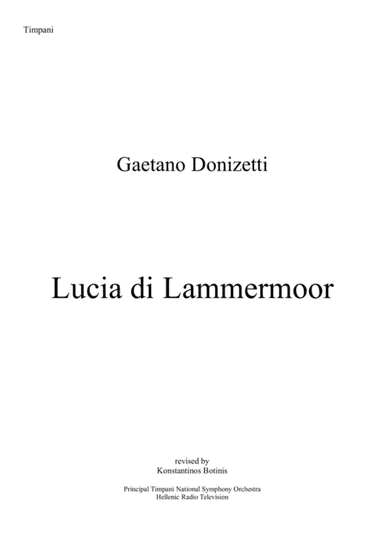 Gaetano Donizetti "Lucia di Lammermoor" Timpani part (arr. Konstantinos Botinis)