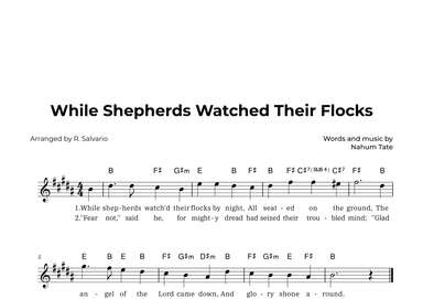 While Shepherds Watched Their Flocks (Key of B Major) (arr. R. Salvario)