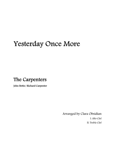 Yesterday Once More (arr. Clara Obsidian)