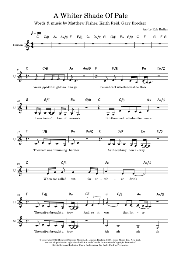 A Whiter Shade Of Pale (arr. Rob Bullen)