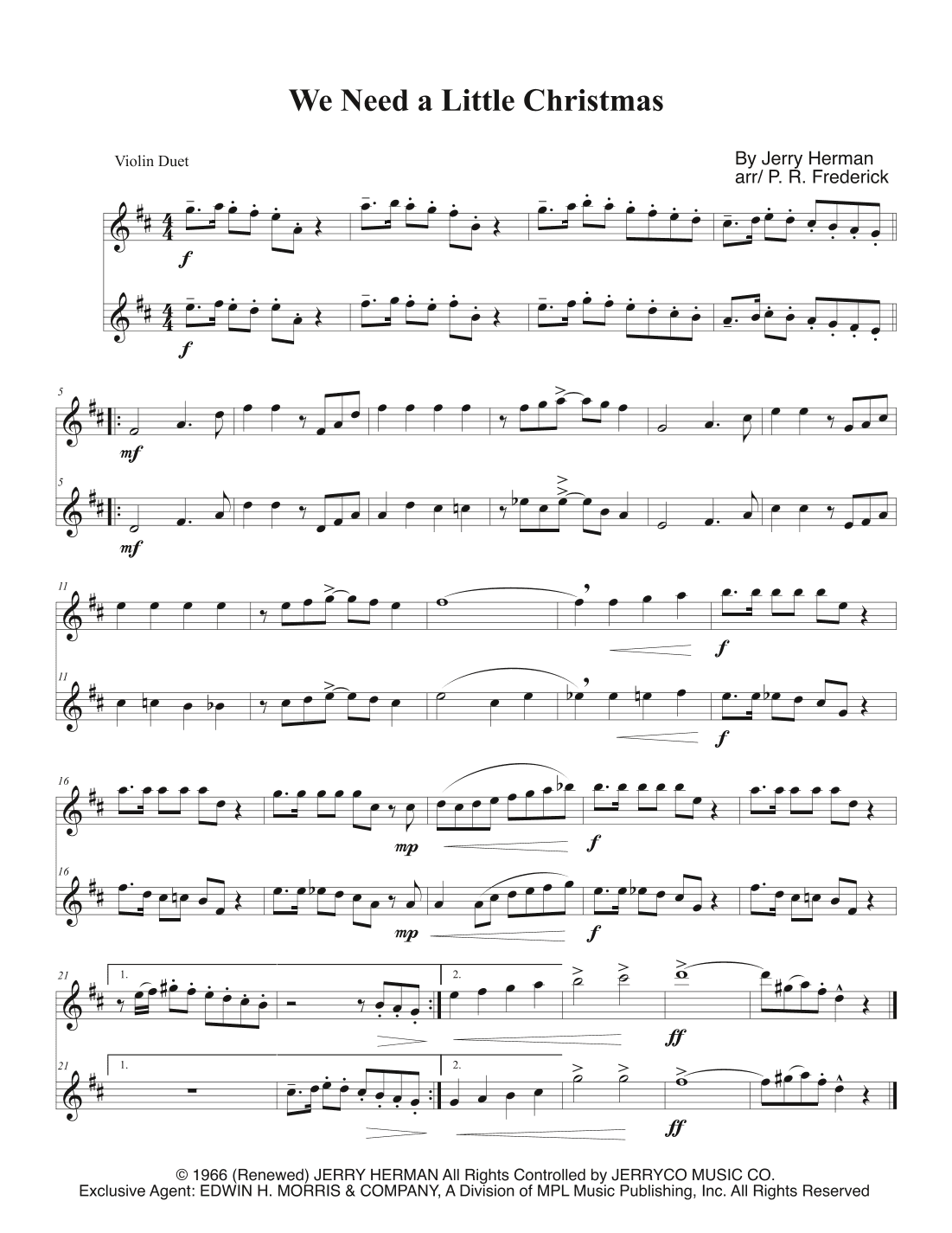 We Need A Little Christmas (arr. P. R. Frederick)