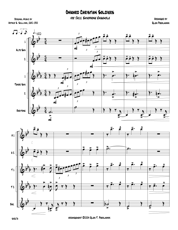 ONWARD, CHRISTIAN SOLDIERS - Jazz Saxophone Quintet (unaccompanied) (arr. Glen Poehlmann)