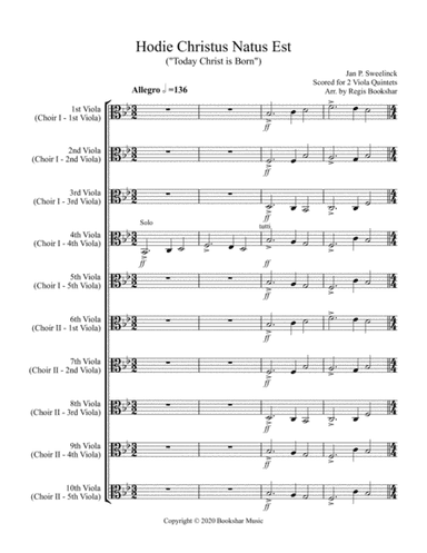 Hodie Christus Natus Est (2 Viola Quintets) (arr. Regis Bookshar)