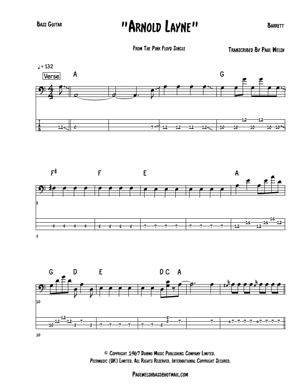 Arnold Layne (arr. P Welsh)