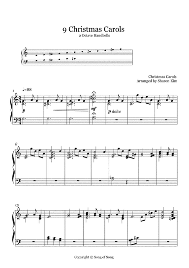9 Christmas Carols (2 Octave Handbells) (arr. Sharon Kim)