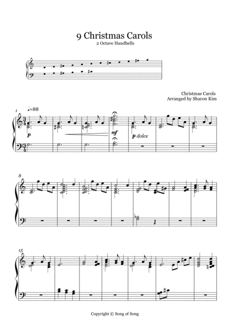 9 Christmas Carols (2 Octave Handbells) (arr. Sharon Kim)