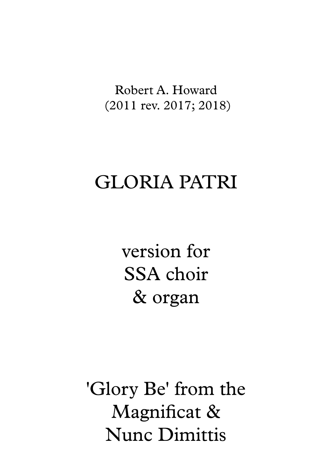 Gloria Patri (SSA version)