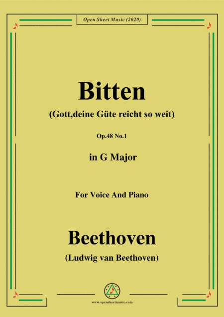 Beethoven-Bitten(Gott,deine Güte reicht so weit),in G Major,for Voice and Piano (arr. MSM)