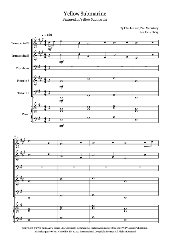 Yellow Submarine (arr. Heisenberg)