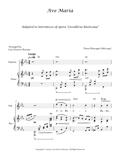 Mascagni - Ave Maria (SOPRANO - Eb Major) (arr. Luís Gustavo Rossato)