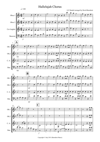 Hallelujah Chorus for Double Reed Quartet (arr. David Burndrett)