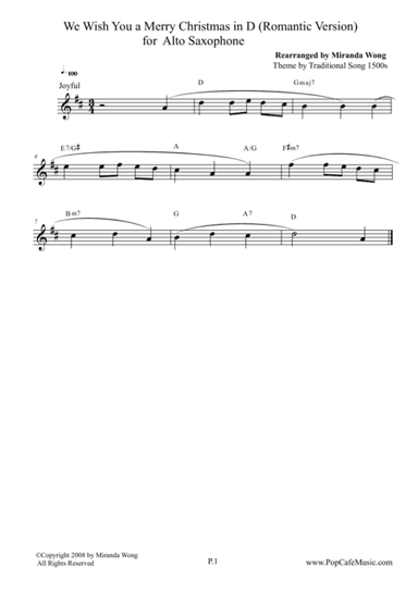 We Wish You a Merry Christmas - Alto Sax + Tenor Sax + Concert Key (arr. Miranda Wong)