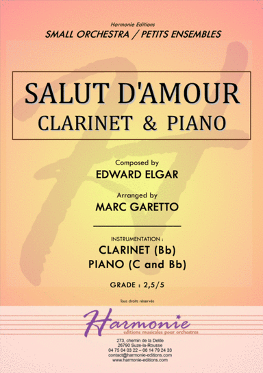 Salut d'Amour - LiebesGruss - EDWARD ELGAR - CLARINET and PIANO - Arrangement by Marc GARETTO (arr. Marc GARETTO)