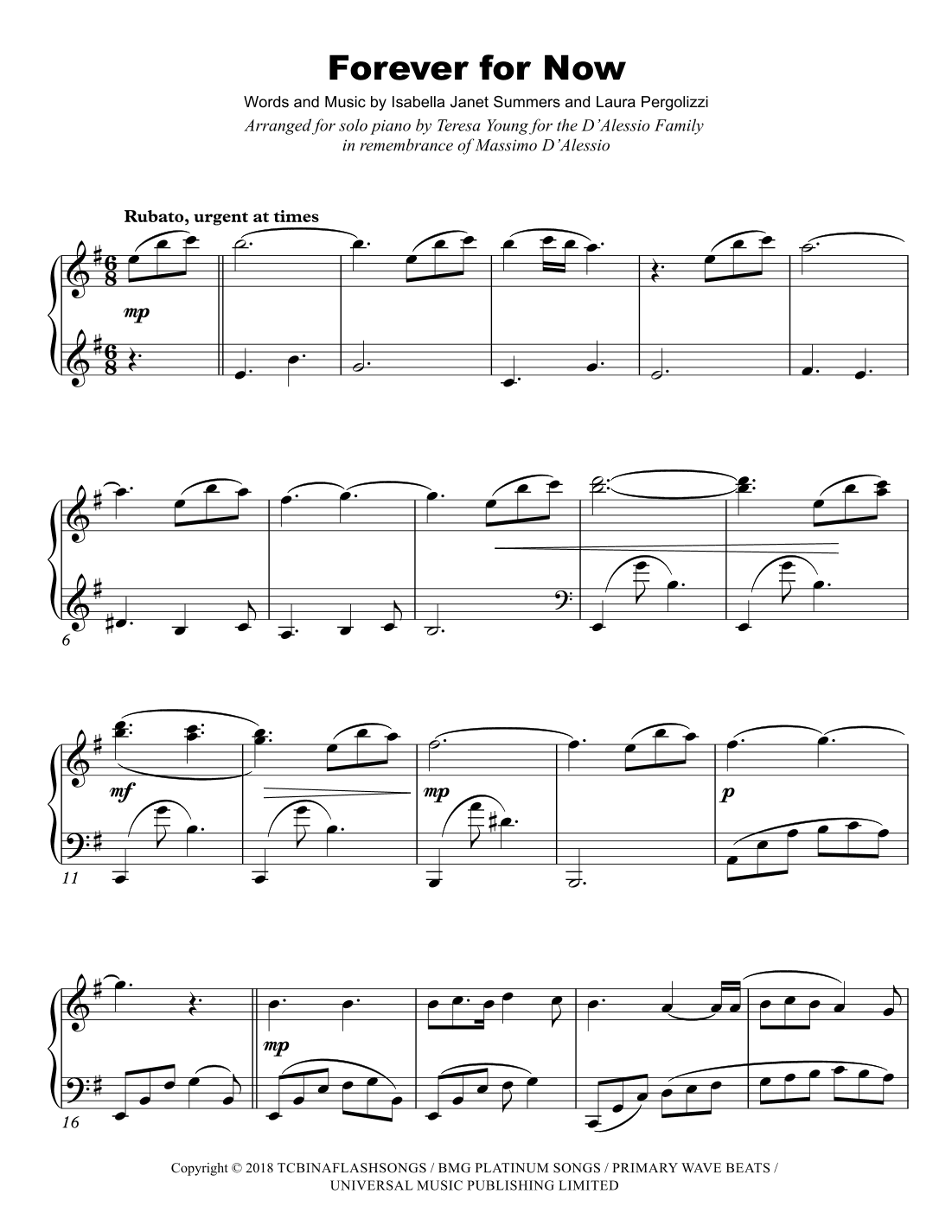 Forever For Now (arr. Teresa Young)