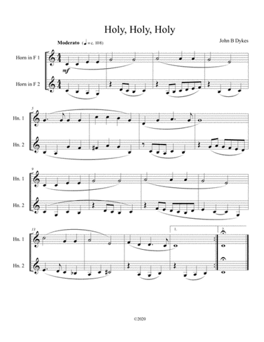 Holy, Holy, Holy (french horn duet) (arr. B C Dockery)