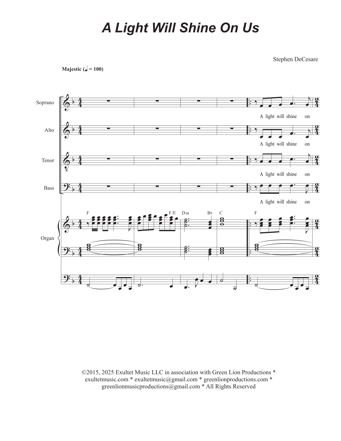 A Light Will Shine On Us (Vocal Quartet - (SATB)