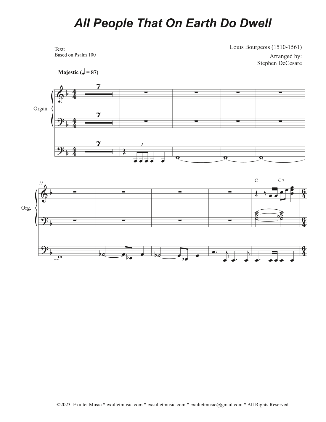 All People That On Earth Do Dwell (Vocal Trio - (SAB) (Choir/Vocal score) (arr. Stephen DeCesare)