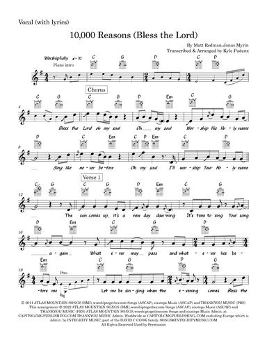 10,000 Reasons (bless The Lord) (arr. Kyle Pudenz)